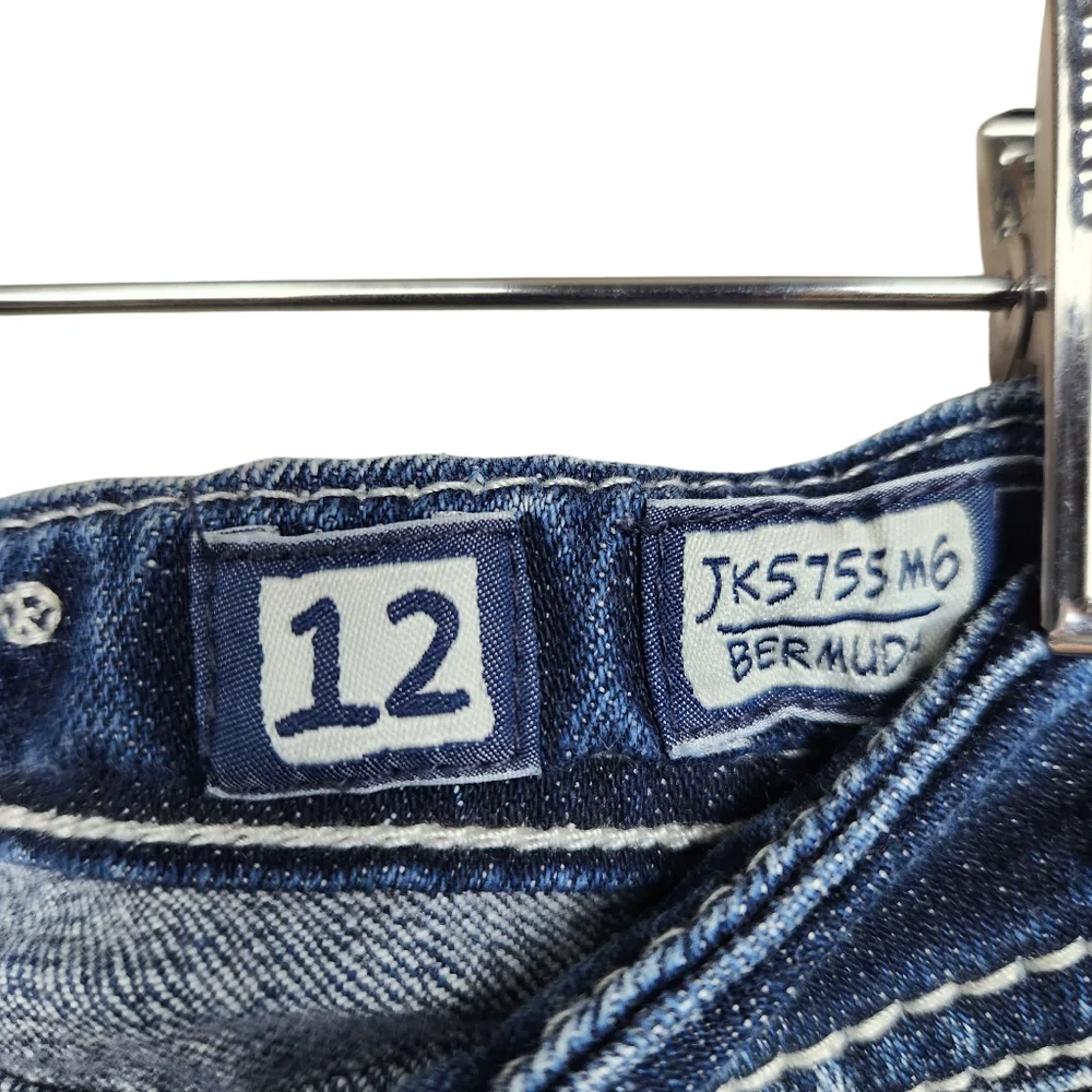 Miss Me Denim Crystal Embelleshed Bermuda Jean Shorts JK5755M6 Girls Size 12